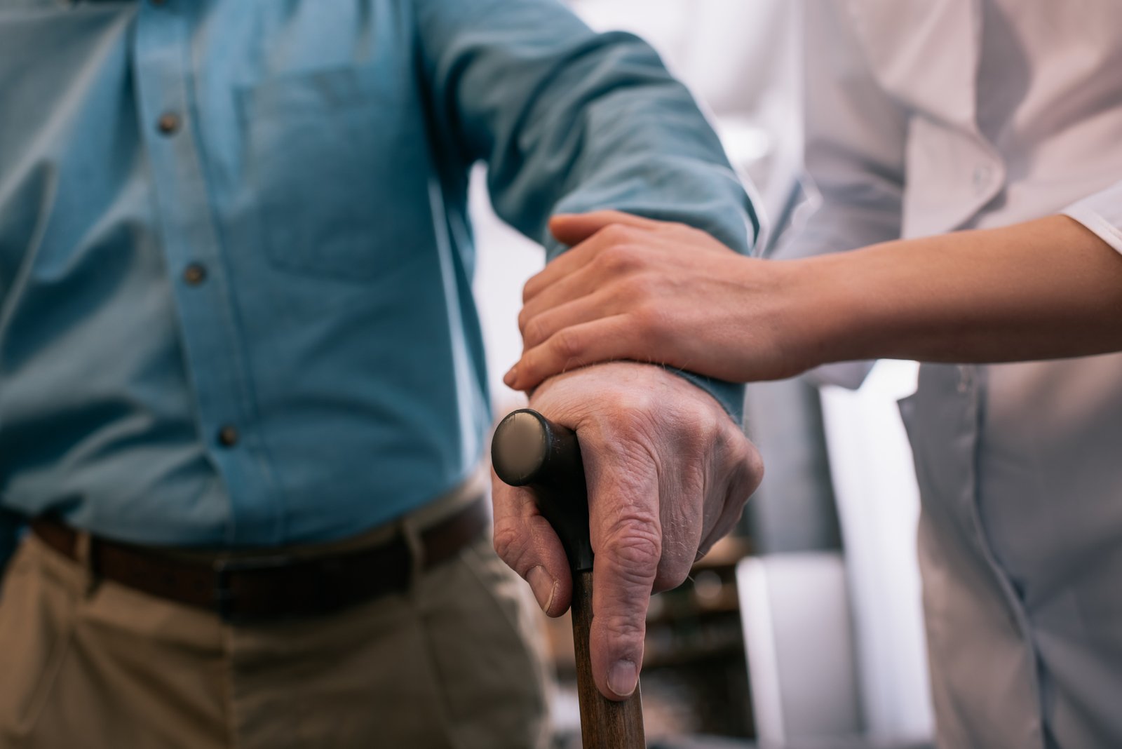 Caregiver offering warm support